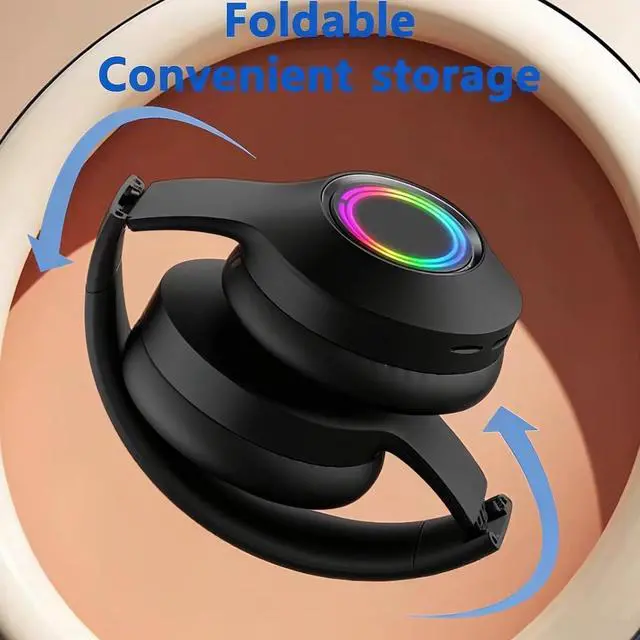 Alt view image 3 of 7 - Bluetooth Headphones Over Ear,Wireless Headphones Low Latency, Hands-Free Calls, Noise Reduction Headphones Deep Bass, HiFi Stereo Foldable Headset for Sports Travel Cellphone Tablet Office