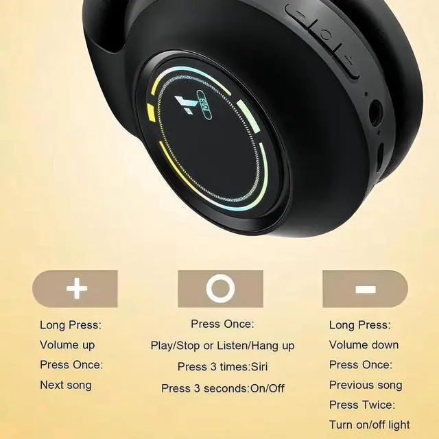 Alt view image 7 of 7 - Bluetooth Headphones Over Ear,Wireless Headphones Low Latency, Hands-Free Calls, Noise Reduction Headphones Deep Bass, HiFi Stereo Foldable Headset for Sports Travel Cellphone Tablet Office