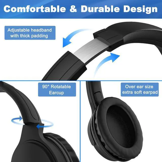 Alt view image 5 of 7 - 19.5Ft / 6M Extra Long Cord Headphones for TV PC with Volume Control, Spring Coiled Cable, 3.5mm AUX, Wired Over Ear Earphones for Seniors Hard of Hearing, Large Comfortable Computer Headset