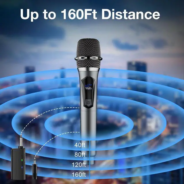 Alt view image 3 of 7 - Wireless Microphone,Professional Dual Handheld Cordless Dynamic Mic System with Rechargeable Receiver,Karaoke Microphone Set for Singing, Karaoke, Wedding, DJ, Party, Speech,Church,Class Use,PA System