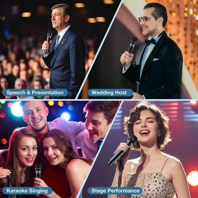 Alt view image 5 of 7 - Wireless Microphone,Professional Dual Handheld Cordless Dynamic Mic System with Rechargeable Receiver,Karaoke Microphone Set for Singing, Karaoke, Wedding, DJ, Party, Speech,Church,Class Use,PA System