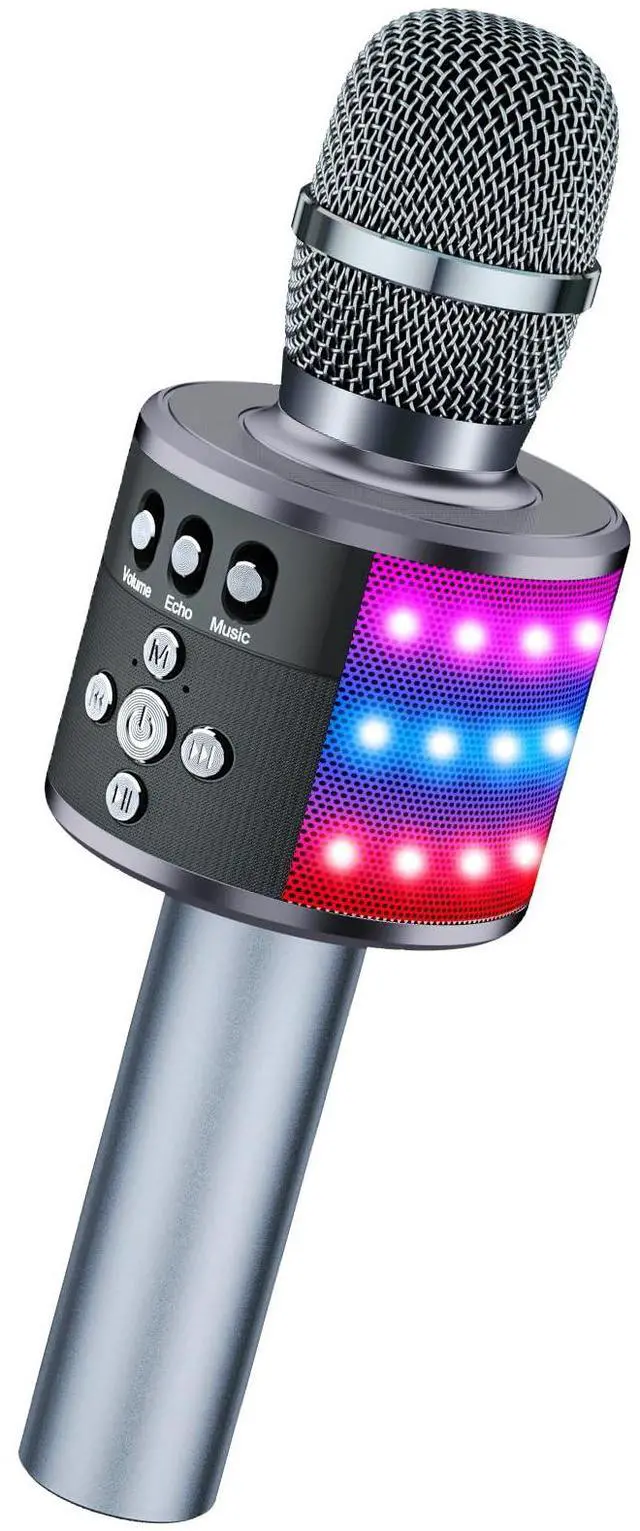 Main image of Karaoke Microphone for Kids & Adults - Bluetooth Microphones Singing Mic with Disco Lights, Echo Effect, Built-in Speaker Portable Karaoke Player for Party Travel Gifts Q78(Space Gary)