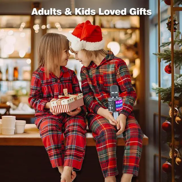 Alt view image 2 of 7 - Karaoke Microphone for Kids & Adults - Bluetooth Microphones Singing Mic with Disco Lights, Echo Effect, Built-in Speaker Portable Karaoke Player for Party Travel Gifts Q78(Space Gary)