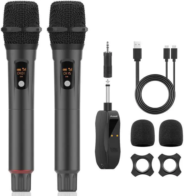 Main image of Wireless Microphone for Karaoke, Professional Handheld Microphone for Singing with Rechargeable Receiver, Cordless Karaoke Mic for Speaker, Pa System, Dj, Party, Speech(2pcs)