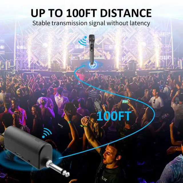 Alt view image 5 of 7 - Wireless Karaoke Microphone, Rechargeable Handheld Mic with Receiver for Powered Speakers and Amplifiers, Karaoke Microphone Set for Singing, Weddings, DJ, Parties (2 Pack)