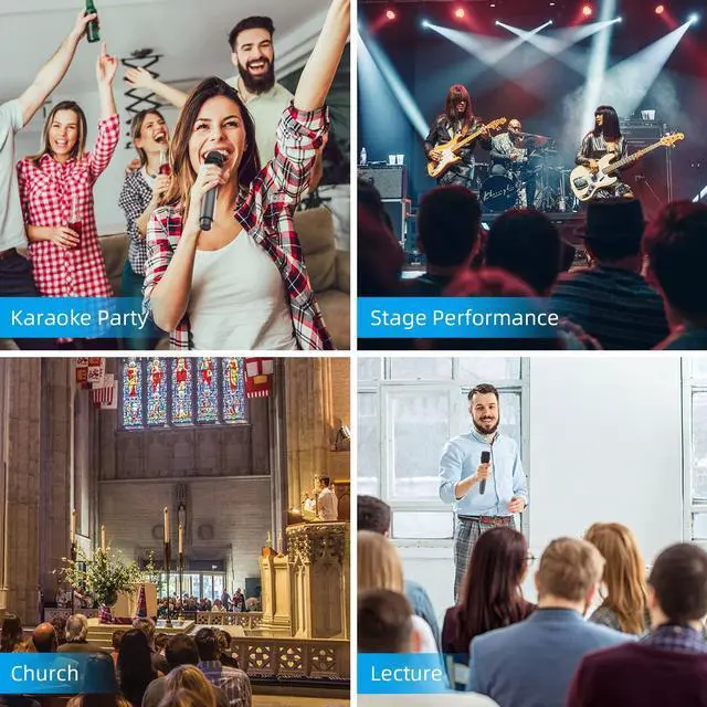 Alt view image 6 of 7 - Wireless Karaoke Microphone, Rechargeable Handheld Mic with Receiver for Powered Speakers and Amplifiers, Karaoke Microphone Set for Singing, Weddings, DJ, Parties (2 Pack)