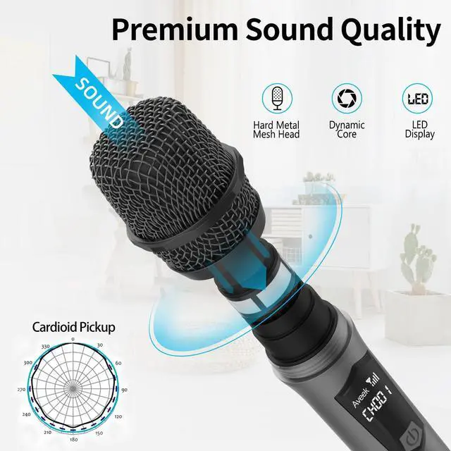 Alt view image 7 of 7 - Wireless Karaoke Microphone, Rechargeable Handheld Mic with Receiver for Powered Speakers and Amplifiers, Karaoke Microphone Set for Singing, Weddings, DJ, Parties (2 Pack)