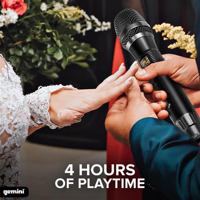 Alt view image 2 of 6 - Wireless Microphone System UHF Handheld Rechargeable Cordless Mic with Receiver for Karaoke Singing DJ Performance PA Speaker Mixer 50M Range Plug Play (GMU-M100)