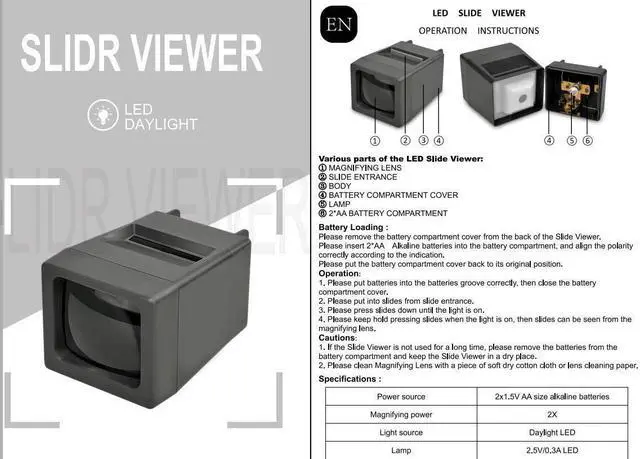 Alt view image 5 of 5 - LED Lighted Illuminated 35mm Slide Viewer(2AA Batteries Included)