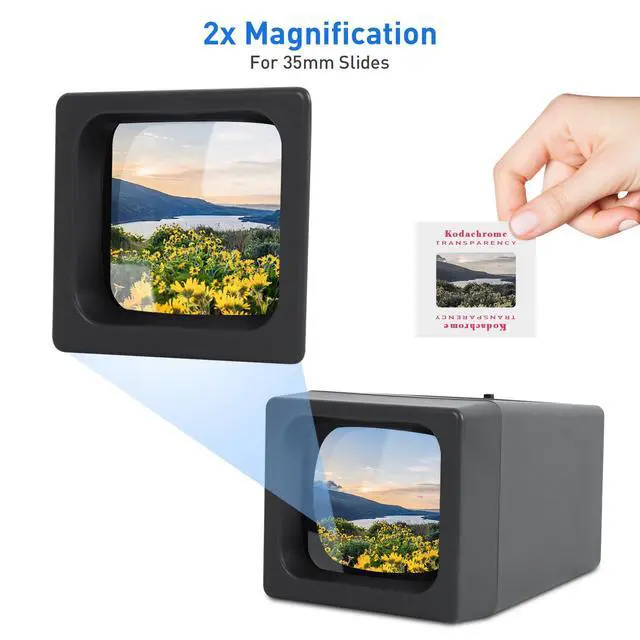 Alt view image 2 of 7 - 35mm Slide Film Viewer, 2X Magnification Slide Viewer, Desk Top LED Lighted Illuminated Viewing Old Slides (2 AAA Batteries Included)
