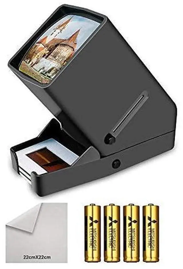 Alt view image 2 of 7 - 35mm Slide Viewer, 3X Magnification and Desk Top LED Lighted Illuminated Viewing and Battery Operation-for 35mm Slides & Positive Film Negatives(4AA Batteries Included)