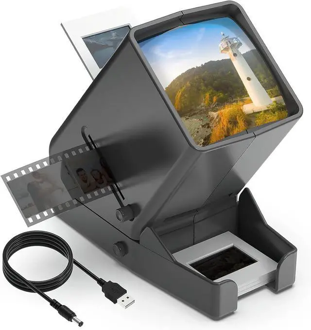 Main image of 35mm Slide Viewer, 3X Magnification and Desk Top LED Lighted Illuminated Viewing and Battery Operation-for 35mm Slides & Positive Film Negatives 4AA Batteries Included