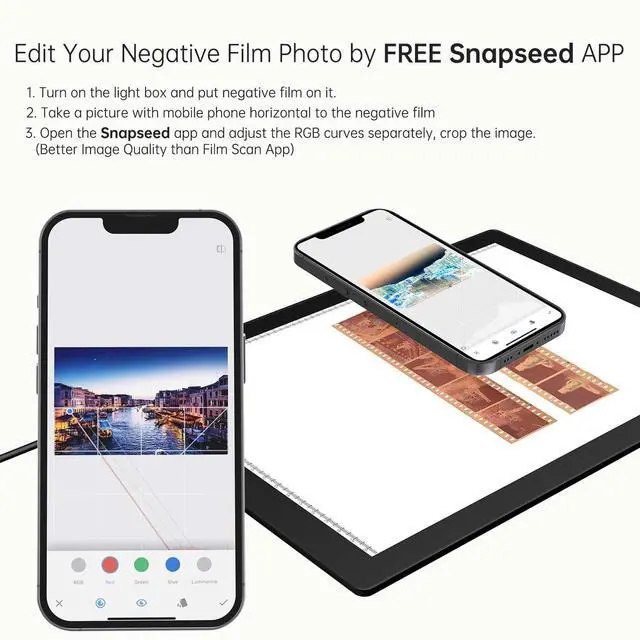 Alt view image 4 of 7 - Slide Viewer Light Box 5600K 12x8 Ultra-Thin Adjustable Brightness Backlight for Slides and Film Negative Scanning