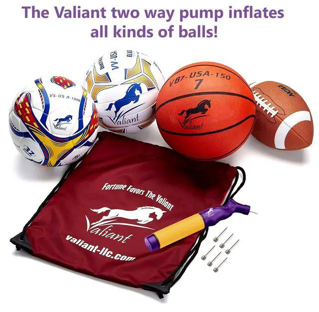 Alt view image 4 of 5 - Sports Ball Pump Inflator with 5 Needles (Pin), Dual Action Hand Held Portable Air Pump with pins to Inflate Soccer Ball, Football, Volleyball, Rugby,Netball & Basketball (UR-0HGU-0CTL)