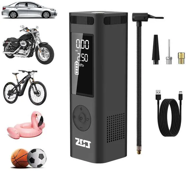 Main image of Tire Inflator Portable Air Compressor, 150PSI Faster Cordless Air Pump with Auto Shut-Off Function for Car, Motorcycle, Bicycle, Balls with Digital Pressure Gauge, 6000mAh Battery, LED Light