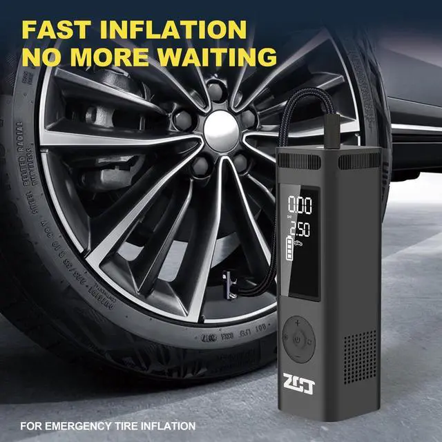 Alt view image 2 of 7 - Tire Inflator Portable Air Compressor, 150PSI Faster Cordless Air Pump with Auto Shut-Off Function for Car, Motorcycle, Bicycle, Balls with Digital Pressure Gauge, 6000mAh Battery, LED Light