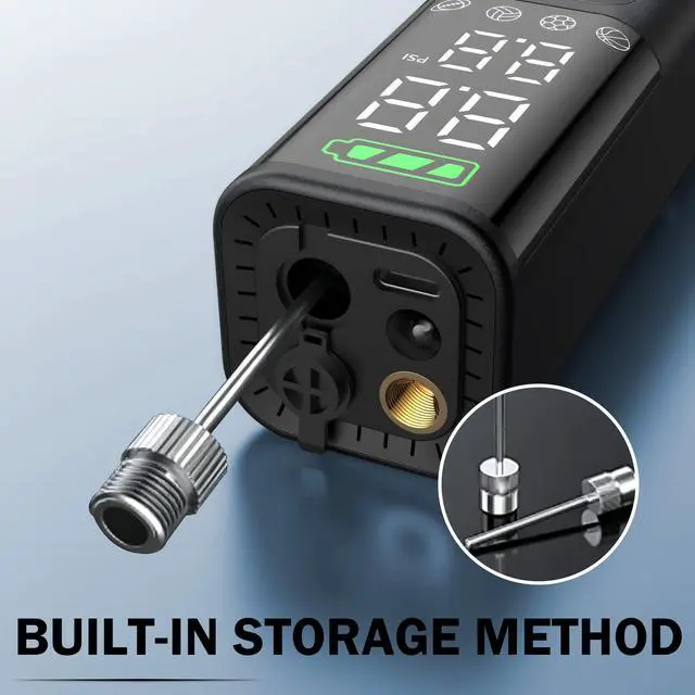 Alt view image 7 of 7 - Z10 Electric Ball Pump for Sport Ball,2000mAh 15 PSI Portable Automatic Air Pump Fast Ball Inflator with 2 Needles,Precise Pressure Gauge for Basketball Football Volleyball Soccer