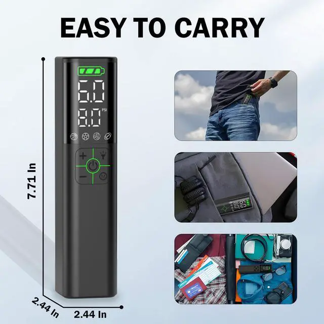 Alt view image 5 of 7 - Z10 Electric Ball Pump for Sport Ball,2000mAh 15 PSI Portable Automatic Air Pump Fast Ball Inflator with 2 Needles,Precise Pressure Gauge for Basketball Football Volleyball Soccer