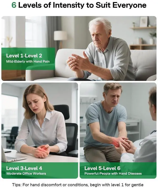 Alt view image 4 of 7 - Hand Massager for Arthritis and Carpal Tunnel, 6 Modes 6 Intensities Hand Massager with Heat and Compression, Large LCD Display Full Hand & Wrist Massager, Christmas Gifts for Men Women Dad Mom