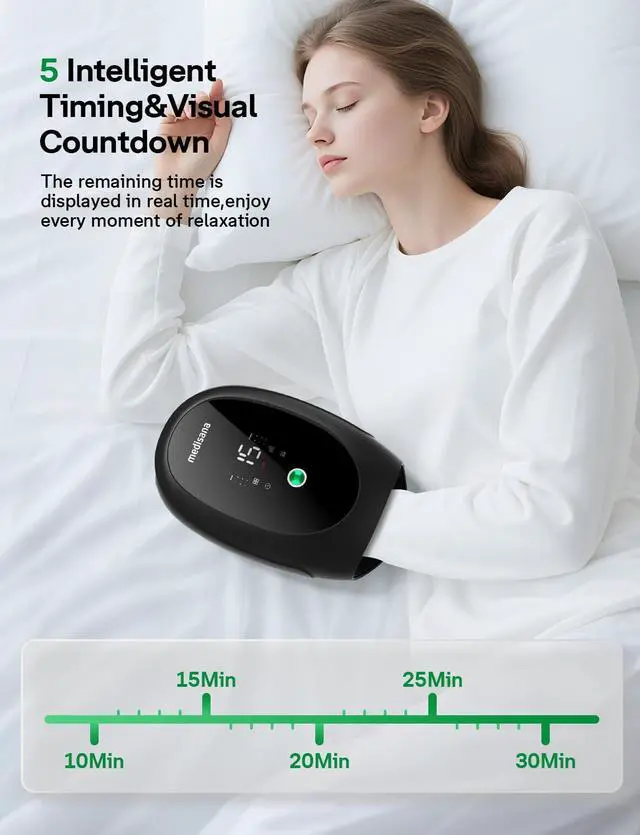Alt view image 6 of 7 - Hand Massager for Arthritis and Carpal Tunnel, 6 Modes 6 Intensities Hand Massager with Heat and Compression, Large LCD Display Full Hand & Wrist Massager, Christmas Gifts for Men Women Dad Mom