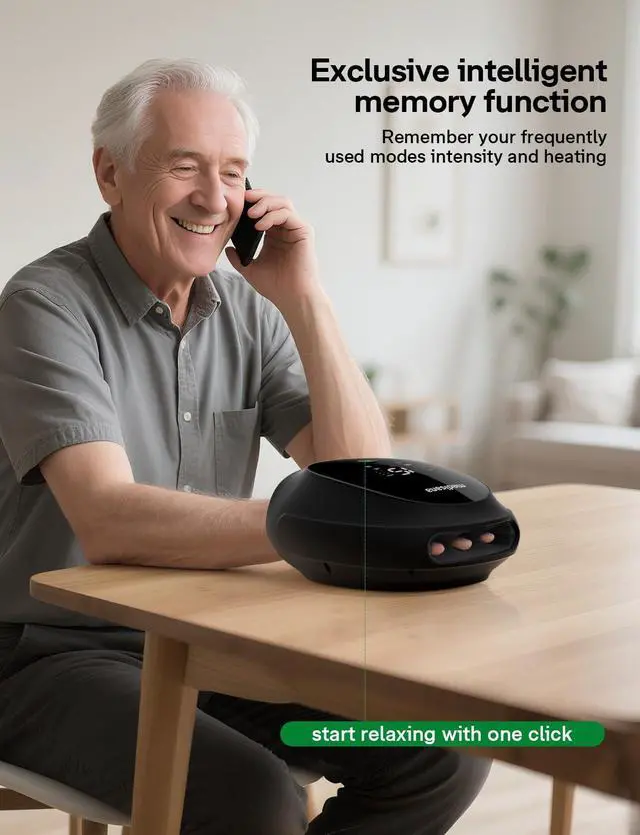 Alt view image 7 of 7 - Hand Massager for Arthritis and Carpal Tunnel, 6 Modes 6 Intensities Hand Massager with Heat and Compression, Large LCD Display Full Hand & Wrist Massager, Christmas Gifts for Men Women Dad Mom