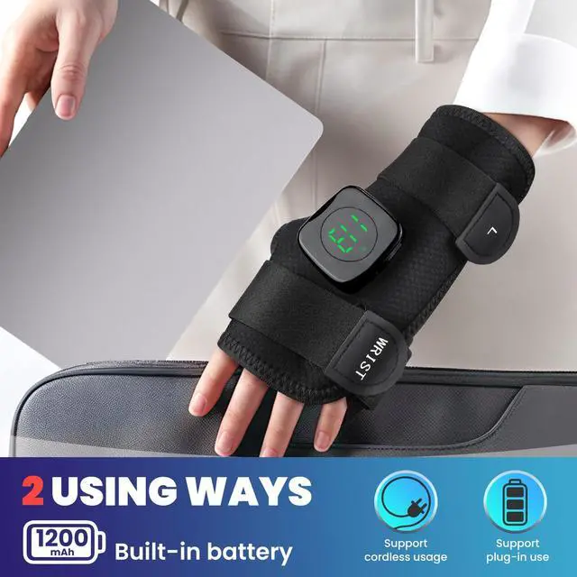 Alt view image 3 of 7 - Cordless Wrist Heating Pad for Arthritis and Carpal Tunnel Relief, Hand Heating Pad Heated Wrist Brace for Left Hand - Gifts for Women Men