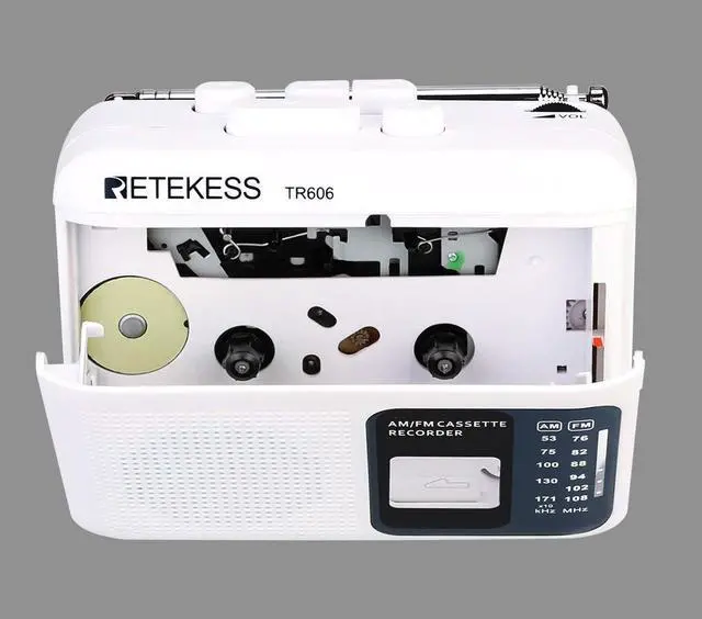 Alt view image 5 of 7 - TR606 Cassette Tape Player, Cassette Player Recorder, Built-in Speaker, AUX/Microphone Jack, Support AUX Line in Record, AM FM Radio, Powered by DC or AA Battery (White)