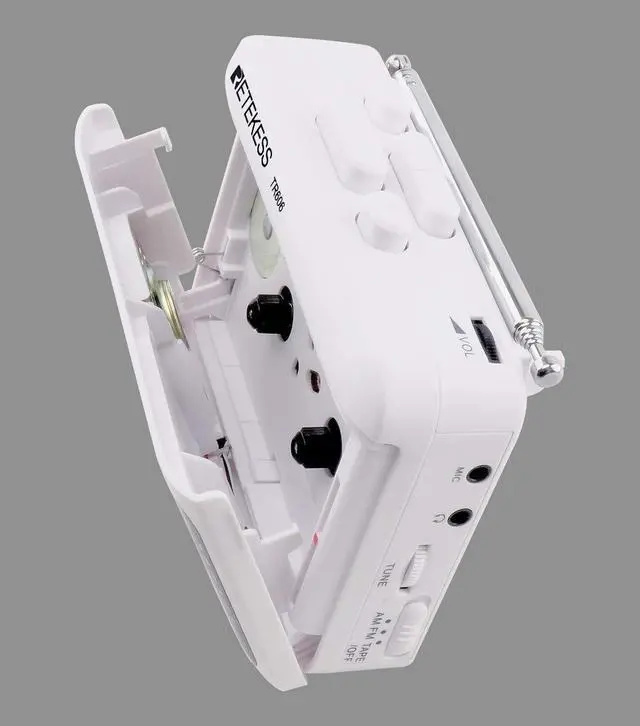 Alt view image 7 of 7 - TR606 Cassette Tape Player, Cassette Player Recorder, Built-in Speaker, AUX/Microphone Jack, Support AUX Line in Record, AM FM Radio, Powered by DC or AA Battery (White)