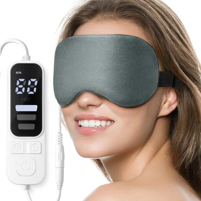 Main image of Heated Eye Mask, Warm Eye Compress Mask, USB Electric Eye Heating Pad with Temperature & Timer Control, Dry Eye Mask for Dry Eyes Blepharitis Sinus Migraine Stye MGD Puffiness Gray