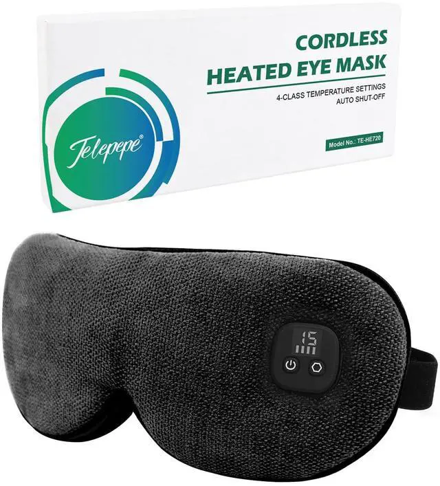 Main image of Heated Eye Mask for Dry Eyes, Cordless Warm Eye Compress, 4 Heat Levels, 4-Level Timing, 1000mAh Rechargeable, Blepharitis, Styes, Washable Cover, Travel, Gifts for Family(Black)