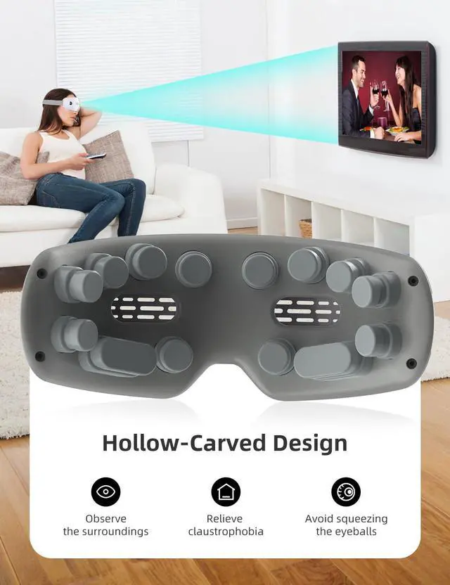 Alt view image 2 of 7 - Eye Massager with Heat & Vibration, Upgraded Heated Eye Massager with Acupressure, Music, Voice Prompts, Vision Window, Smart Eye Care Birthday Gifts for Mom Dad Friend Women Men