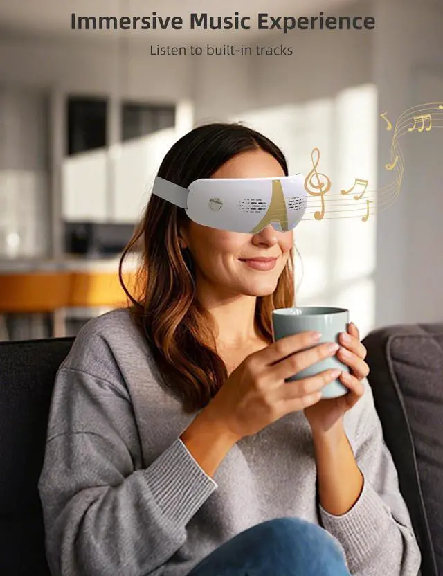 Alt view image 4 of 7 - Eye Massager with Heat & Vibration, Upgraded Heated Eye Massager with Acupressure, Music, Voice Prompts, Vision Window, Smart Eye Care Birthday Gifts for Mom Dad Friend Women Men