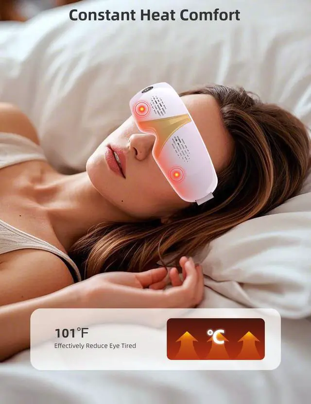 Alt view image 7 of 7 - Eye Massager with Heat & Vibration, Upgraded Heated Eye Massager with Acupressure, Music, Voice Prompts, Vision Window, Smart Eye Care Birthday Gifts for Mom Dad Friend Women Men