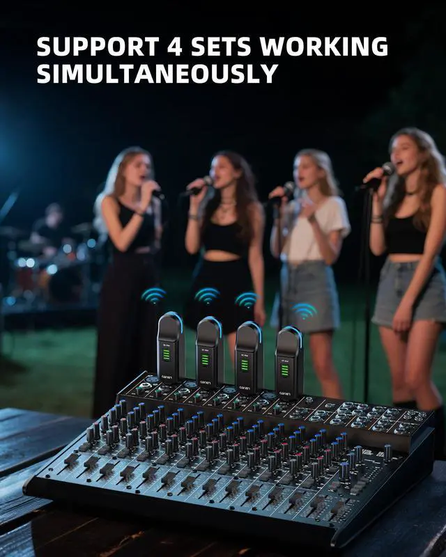 Alt view image 6 of 7 - Wireless XLR Transmitter Receiver MW-20, 48V Phantom Power for Condenser Mic, 2.4GHz Wireless Microphone System High-Resolution for Dynamic Mic, PA System, Audio Mixer