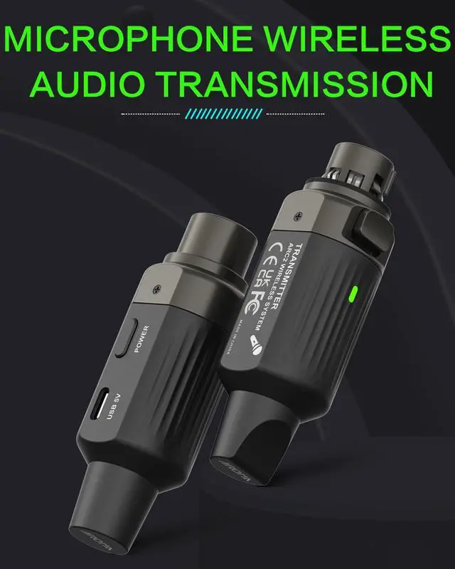 Alt view image 5 of 7 - Aroma Wireless XLR Transmitter and Receiver, Professional UHF Wireless Microphone System for Stable Transmission, 7-Channel, 130ft Range, Wireless Mic Adapter for Dynamic Mics/PA/Mixer(ARC2)