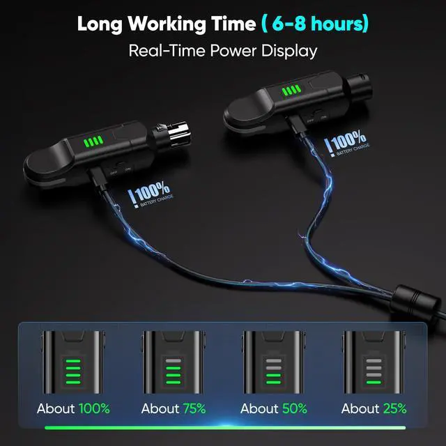 Alt view image 5 of 6 - 5.8Ghz Wireless Guitar System, Charging Case Included, Wireless Transmitter and Receiver with 4 Channels for Guitars Bass and Other Electric Instruments