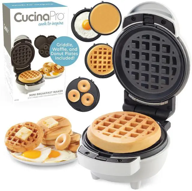Alt view image 7 of 7 - 3 in 1 Mini Breakfast Maker- Make Mini Waffles Donuts Pancakes or Eggs all in 1 Multi Use Appliance- Easily Swap & Clean Interchangeable Griddle Plates- Small Electric Nonstick Holiday Baker Xmas Gift
