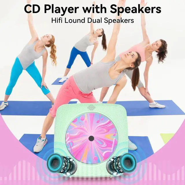 Alt view image 4 of 7 - CD Player Portable Bluetooth Rechargeable: CD Players for Home with 1800mAh Desktop Wall CD Player with Speakers with Dust Cover LCD Screen Display FM Radio USB AUX Jack Remote Control