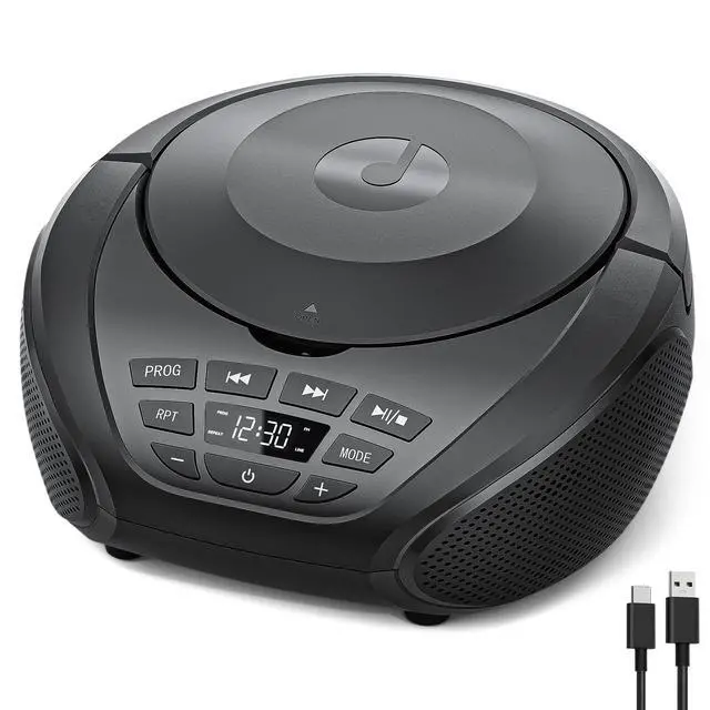 Main image of CD Player Portable Boombox: Home Audio CD Players with Speakers FM Radio AUX Input Support Headphones Playlist Mode PROG Playback for Outdoor Indoor Audiobooks