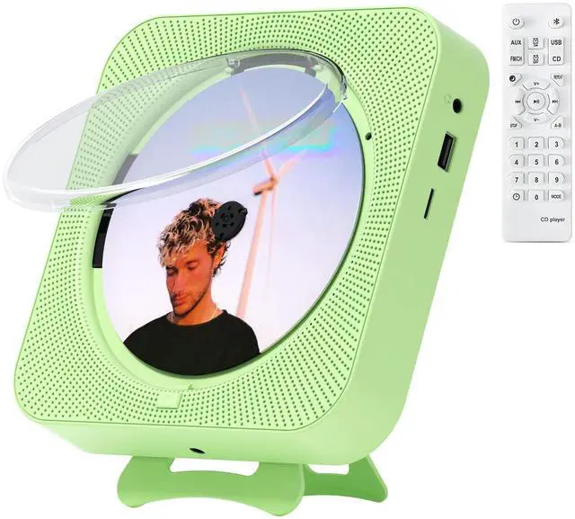 Main image of CD Player Portable Bluetooth Desktop CD Player for Home, Mini Cute CD Players for Kids, Built-in Dual Speakers and LED Display with Remote Control, Supports CD/FM Radio/USB/AUX/Timer/Repeat (Green)
