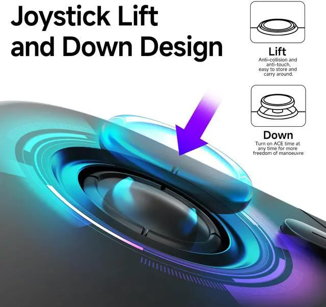 Alt view image 2 of 7 - 2 Pack Wireless Pocket Controller for Nintendo Switch/Switch 2/Android/iOS/PC/Steamdeck, Joystick Lift and Down Design, Bluetooth Gamepad with 6-axis Gyroscope/Turbo/Vibration/ 1000Hz