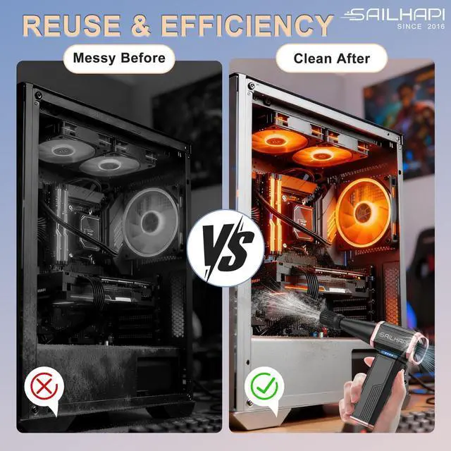 Alt view image 6 of 7 - Electric Air Duster, 300000RPM High-Speed Cordless Blower Fan with Adjustable Speed & Brushless Motor, Portable Mini Blower for Keyboard, Car Detailing, PC Cleaning, Replaces Compressed Air