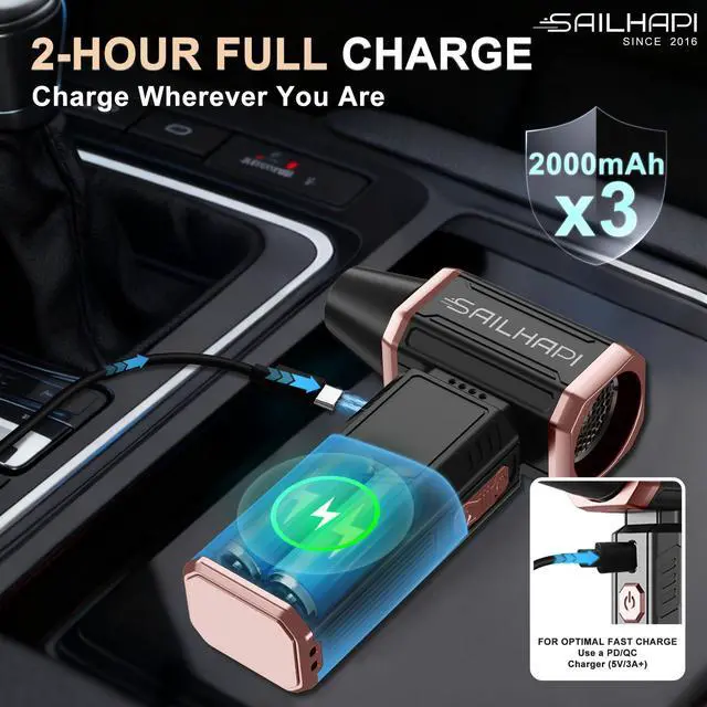 Alt view image 4 of 7 - Electric Air Duster, 300000RPM High-Speed Cordless Blower Fan with Adjustable Speed & Brushless Motor, Portable Mini Blower for Keyboard, Car Detailing, PC Cleaning, Replaces Compressed Air