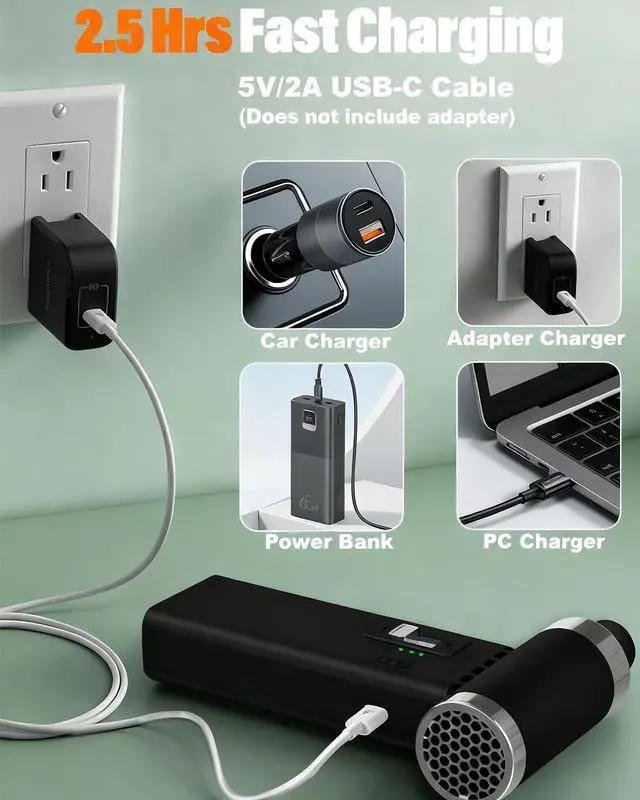 Alt view image 6 of 7 - Compressed Air Duster 110,000 RPM Super Power Cordless FT03 Electric Blower with Brushless Motor, 0-100 Speed Adjustable Jet Fan, Dust Blower for Keyboard, PC, Car & Outdoor Cleaning (Black)