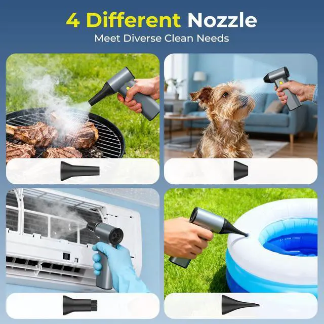 Alt view image 6 of 7 - Compressed Air Duster, 130000RPM Brushless Motor, Super Power Air Duster Electric, Aluminum Alloy Body, Dust Blower with Fast Charging for Car, Computer, Keyboard, Outdoors and House