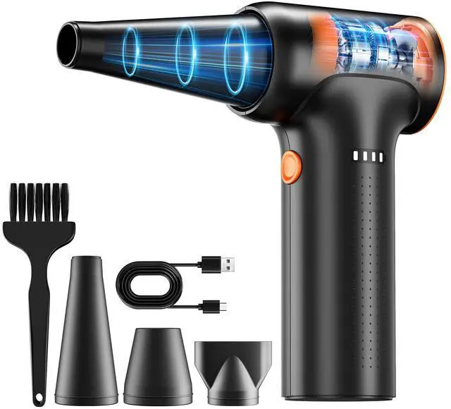 Main image of Electric Air Duster, 260000RPM Cordless Mini Air Blower with Brushless Motor- 3-Speed Adjustable, Rechargeable Compressed Air Dust for Keyboard, Computer & Outdoor Cleaning (Black)