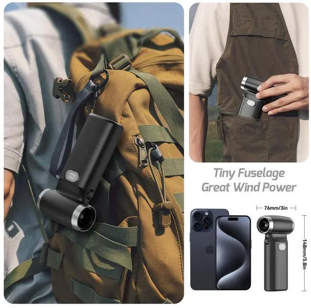 Alt view image 7 of 7 - Compressed Air Duster, Electric Dust Blower, High-Speed Electric Air Duster, 6000mAh Rechargeable Mini Jet Blower, 100 Gear Adjustable 110000RPM, PC Cleaning Set for Laptops, Keyboards, Cars