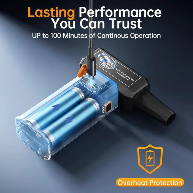 Alt view image 3 of 7 - Electric Air Duster 150000RPM - Cordless Compressed Air Duster with Stepless Adjustable, Brushless Motor Blower for Computer Keyboard, Car, Home & Multi-Surface Cleaning