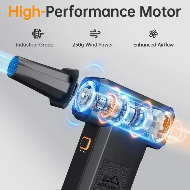 Alt view image 4 of 7 - Electric Air Duster 150000RPM - Cordless Compressed Air Duster with Stepless Adjustable, Brushless Motor Blower for Computer Keyboard, Car, Home & Multi-Surface Cleaning