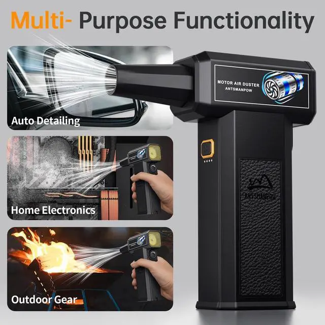 Alt view image 6 of 7 - Electric Air Duster 150000RPM - Cordless Compressed Air Duster with Stepless Adjustable, Brushless Motor Blower for Computer Keyboard, Car, Home & Multi-Surface Cleaning